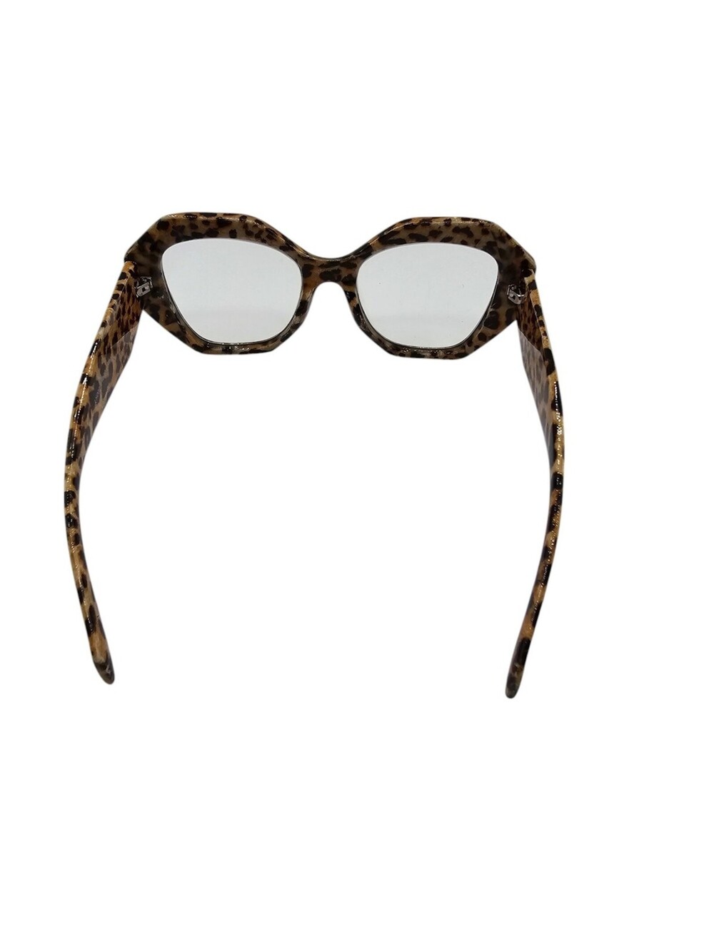 Polygon Eyeglasses For Women Vintage Fashion Plastic Clear Glasses Frame Leopard - Picture 4 of 6